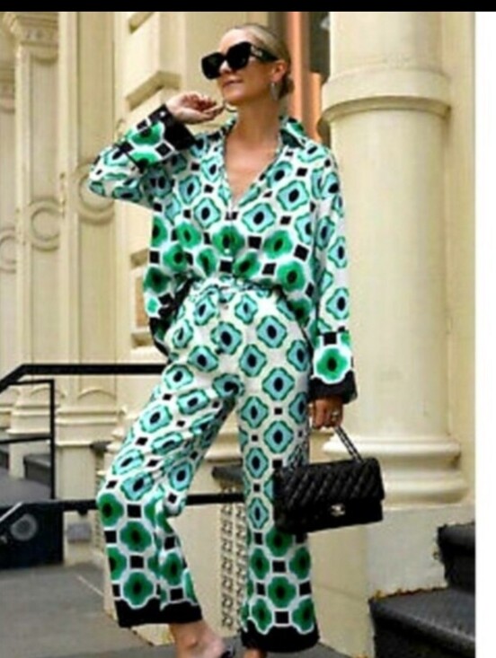 Zara Pants - ZARA  2pc SET CO ORD Flowy Geometric Print Pants and TopSIZE XL/XXL